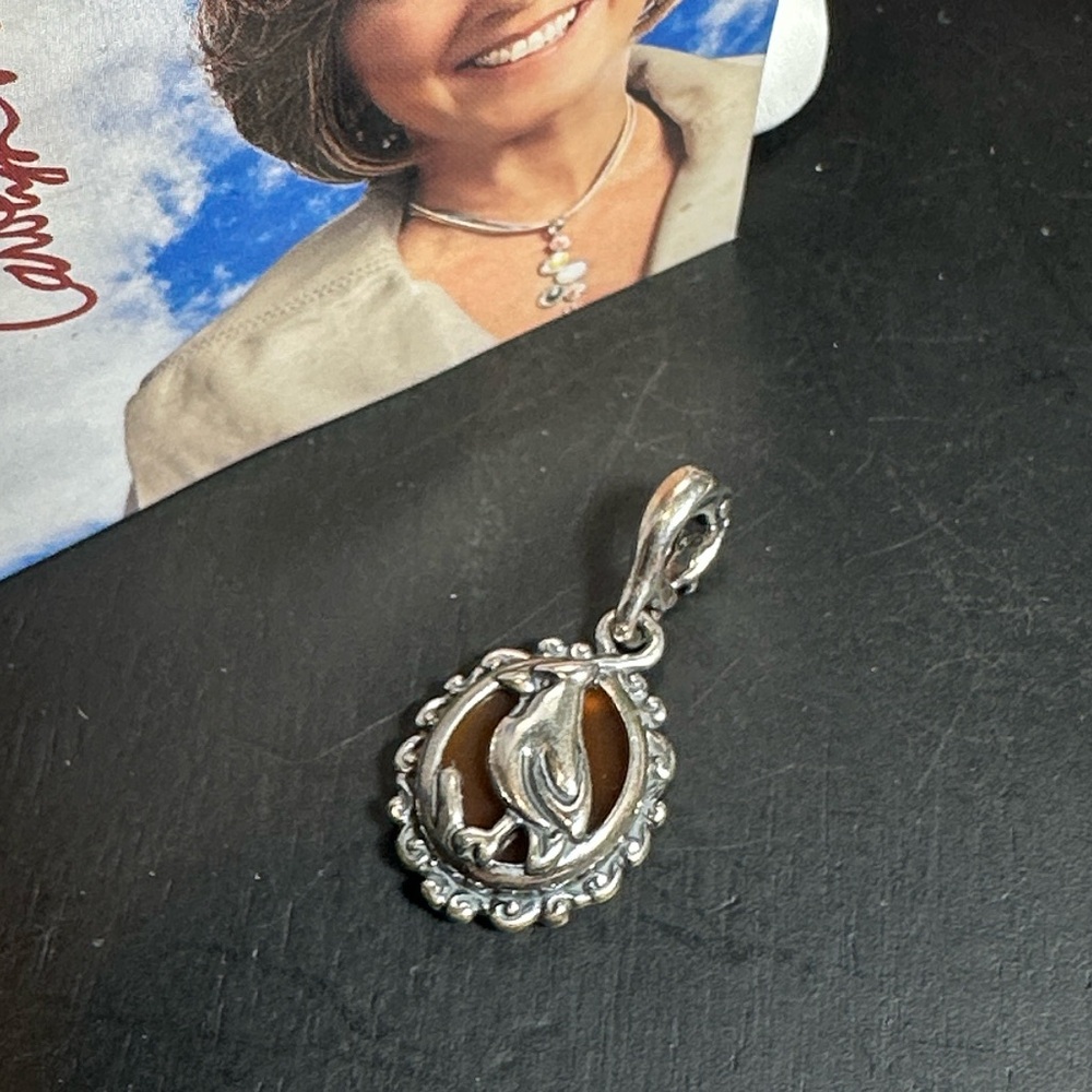 Carolyn Pollack sterling charm enhancer necklace pendant cardinal bird